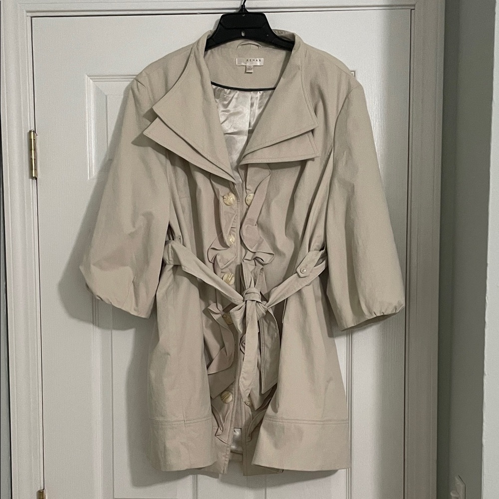 Kenar Women's Cream 3/4 Sleeve Trench Coat